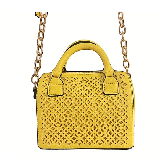 MMS Purse Yellow Laser-cut Petite Small Size Satchel / Cross Body — handbag - Picture 6 of 12
